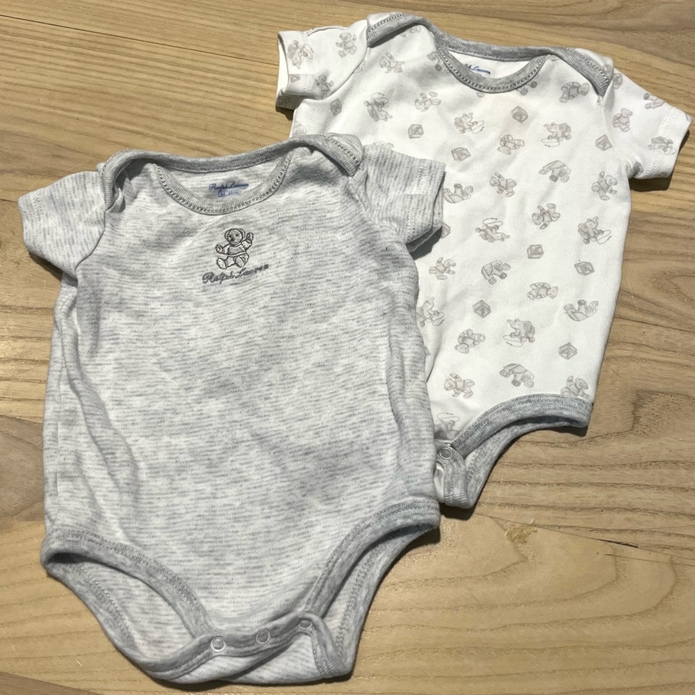 Ralph Lauren Bear-Print Cotton Bodysuit 2-Pack for Baby 3 Months Size Unisex